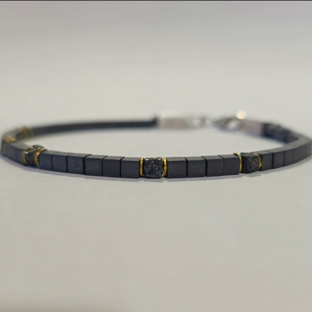 Armbånd Hæmatit & Rå diamanter