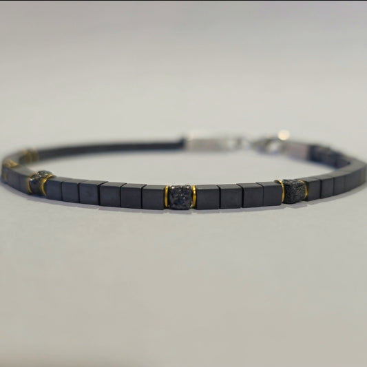 Armbånd Hæmatit & Rå diamanter