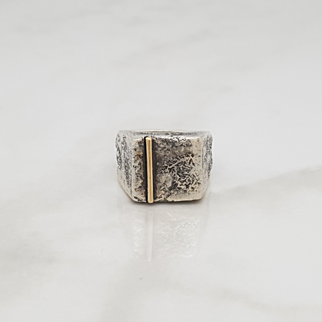 Rå Signet Ring - 925s/14k