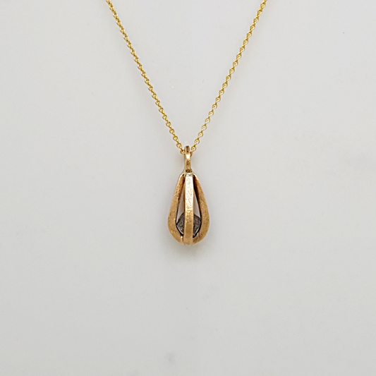 Dråbe halskæde m. rå diamant - 14k