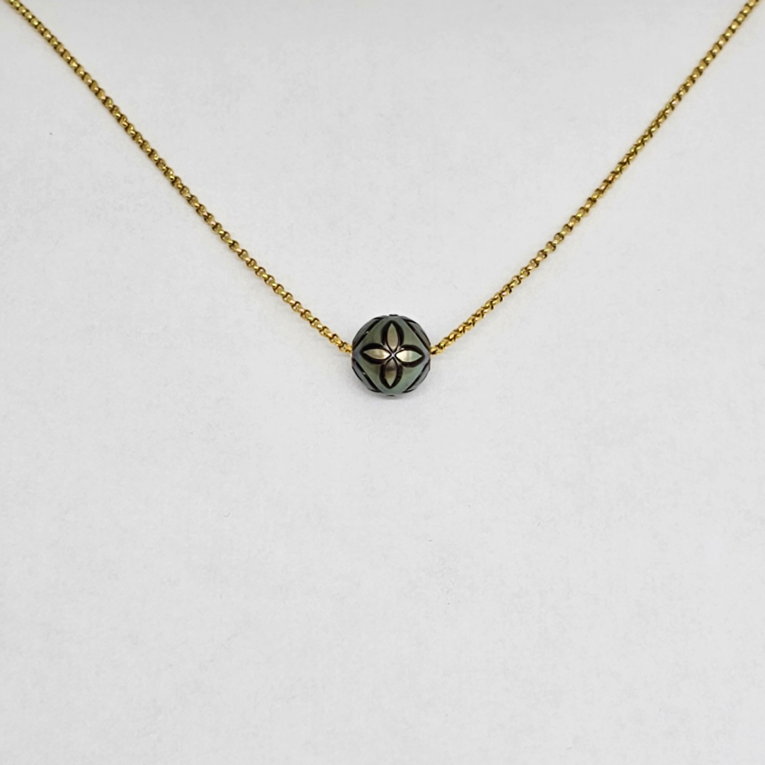 Håndgraveret Tahiti-Perle - 18K