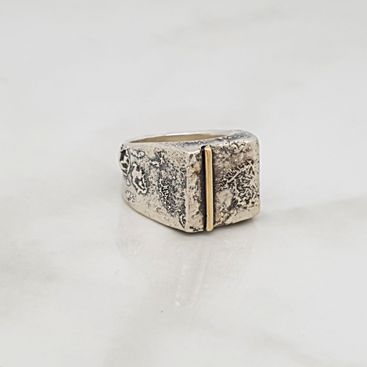 Rå Signet Ring - 925s/14k