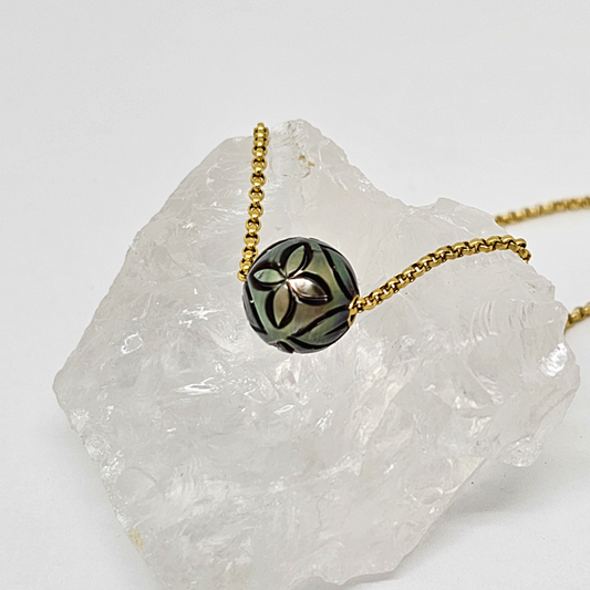 Håndgraveret Tahiti-Perle - 18K